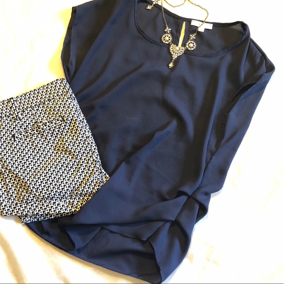 3/$10 navy flowy shirt/blouse - Picture 3 of 6